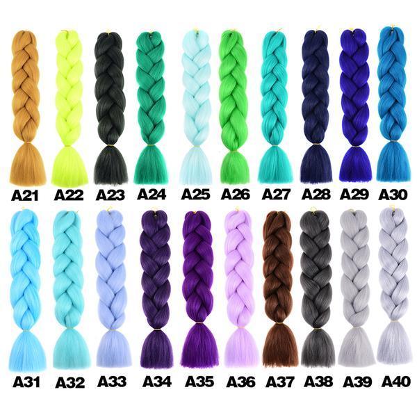 Jumbo braids, Ombre braids , Rasta flätor  - 30 färger Black Enfärgad - #1