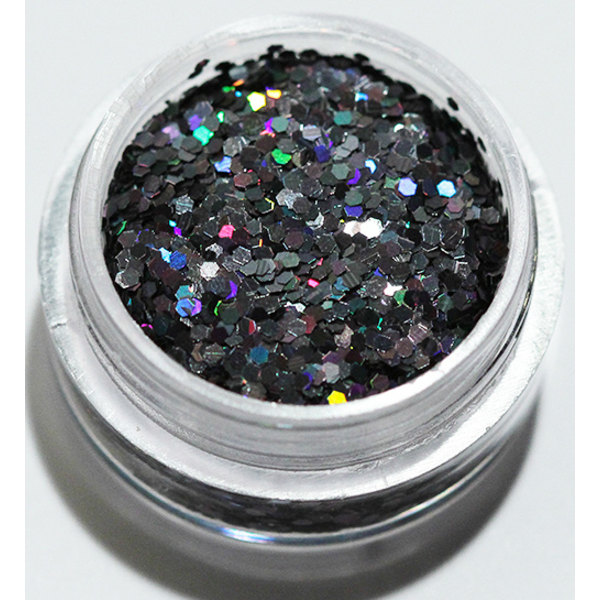 1. Hexagon glitter sort regnbue