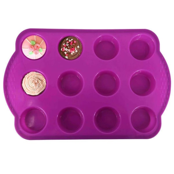 3-pakkainen muffinivuoka - Minimuffinit - Muffinipelti - Leivontavuoka - Purple
