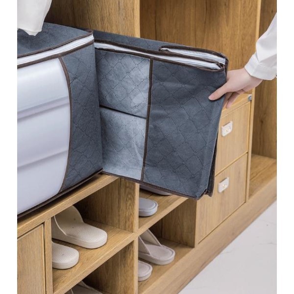 Opbevaringspose til lagner, tæpper, tøj - Organizer Grey