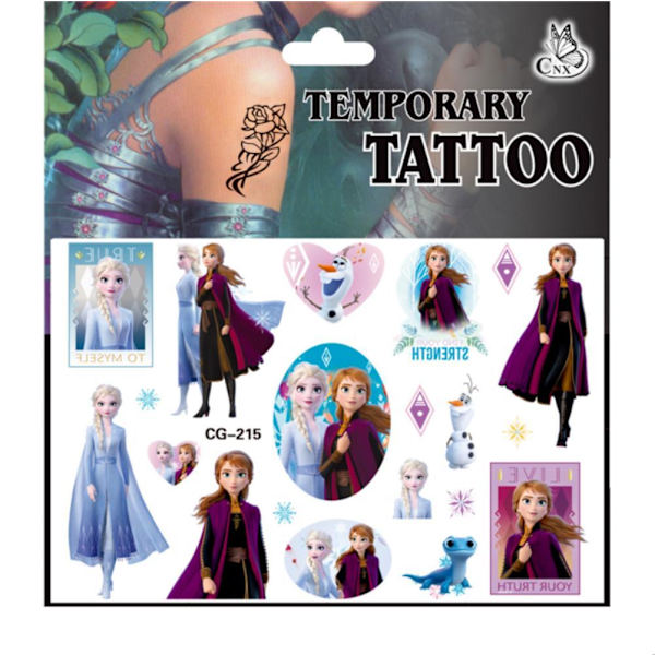 Pakastetut tatuoinnit - 15kpl - Lasten tatuoinnit - Elsa, Anna, Frost MultiColor CG-215
