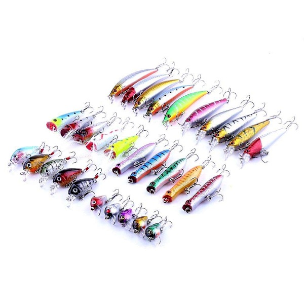 30 fiskelokker wobler, Minnow blandet, Spinnare Multicolor