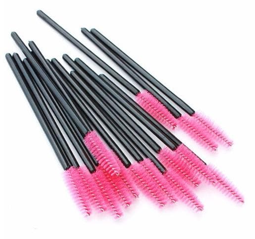 Ögonfransborstar 20-pack 10 cm med vikbart borsthuvud för extensions Rosa