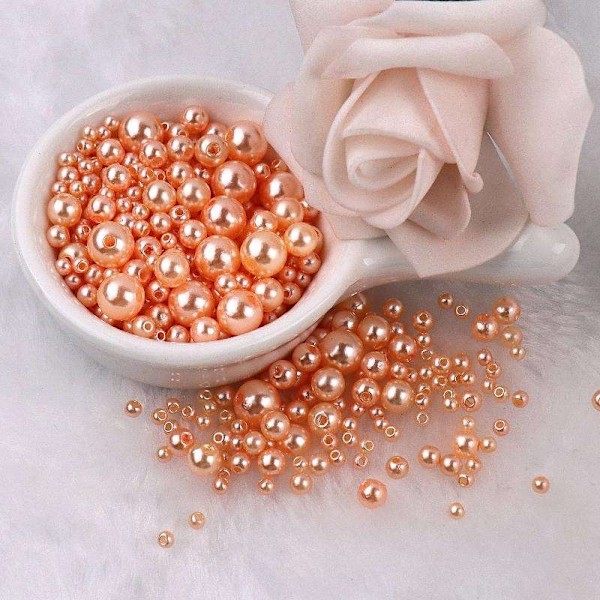 Akrylperler - 150 stk - Smykkelaging - DIY - Perleimitasjon Apricot