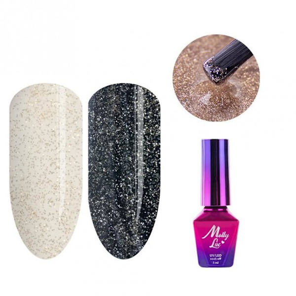 Mollylac - Top no wipe - Guld - UV-gel/LED - Topcoat Multicolor