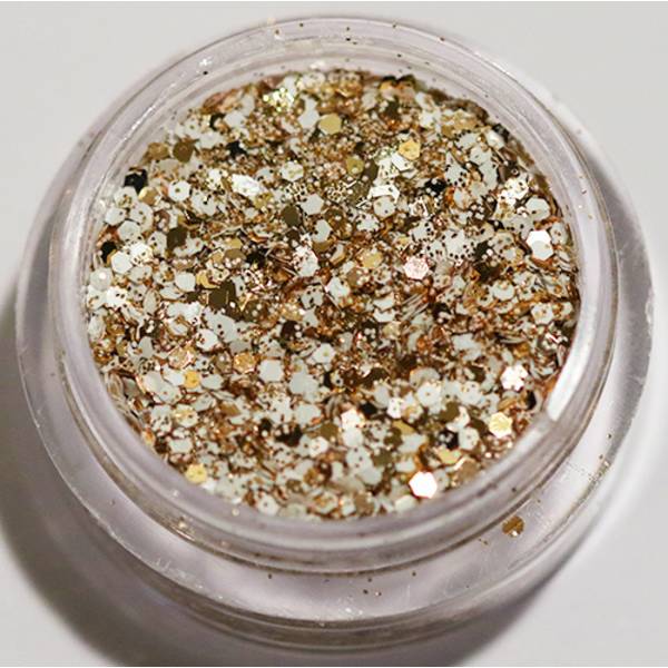 Negleglitter - Mix - Hvidbrunt guld - 8ml - Glitter