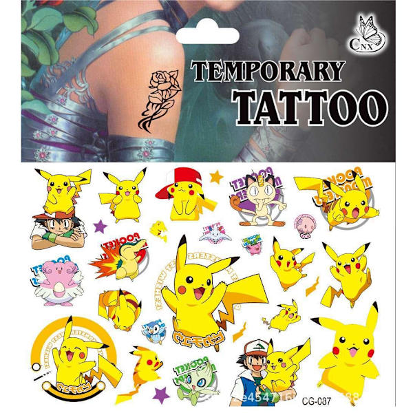 Pokemon-tatoveringer - 4 ark - Barnetatoveringer - Pikachu Multicolor