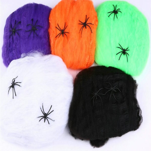 Halloween - Hämähäkkiverkko / Hämähäkinverkko, jossa on 2 hämähäkkiä Green