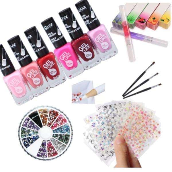 Nagelkit - Dekorationskit - Nagellack, Rhinestone, Nagelstickers multifärg