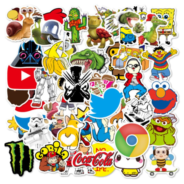 100 stk Fashion Graffiti Stickers Vandtæt Laptop Bagage Skøjte Multicolor