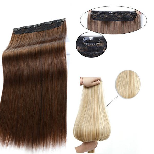 Clip-on / Hair extensions krøllete & rett 70cm - Flere farger Rakt - 3