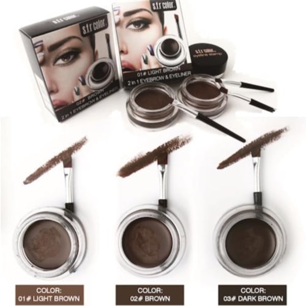 Øjenbrynsgel - Øjenbrynspomade - 2i1 Eyeliner Dark Brown