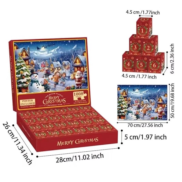 Adventskalender - Pussel 1008 Bitar - Julkalender 2024 Multicolor