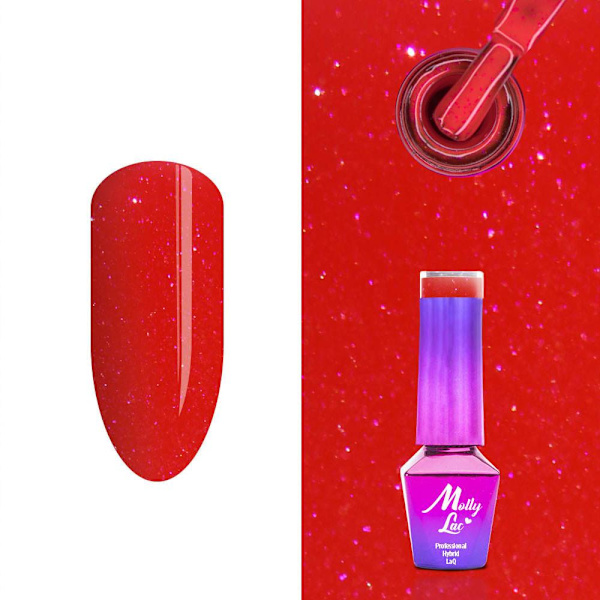 Mollylac - Gel polish - Hearts & Kisses - Nr195 - 5g UV gel/LED Red