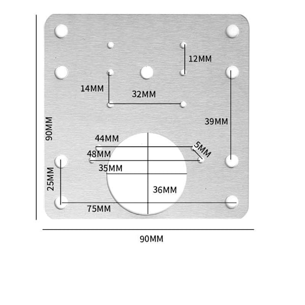 Reparationsplade til hængsler i rustfrit stål Silver