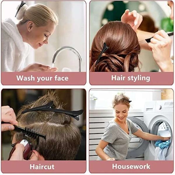 10x Profesjonelle Hårklemmer – Perfekt for Frisørsalonger og Hjemmebruk Black