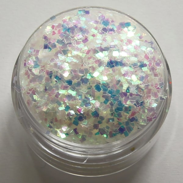 Nagelglitter - Fyrkanter/Square - Vit rainbow - 8ml - Glitter Vit