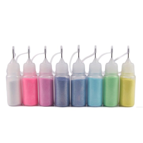 8stk Nail glitter - Havfrue i puff flasker - 10ml - Glitter Multicolor