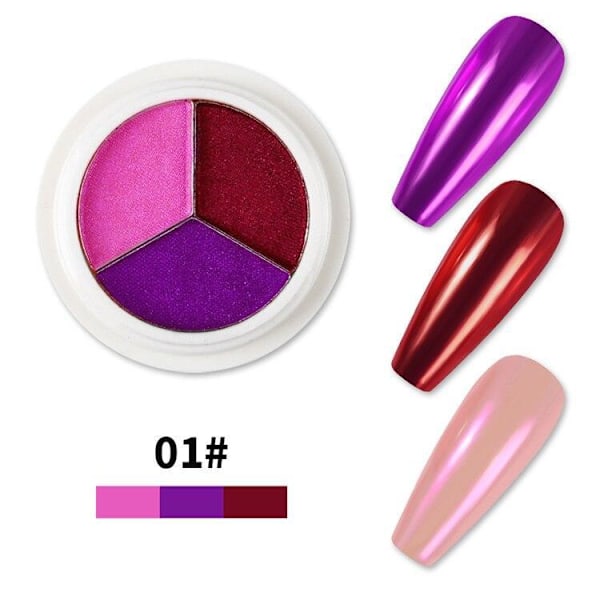 Magic Mirror Solid Nail Glitter Powder - Pigment - Nageldekorationer Nr - 01