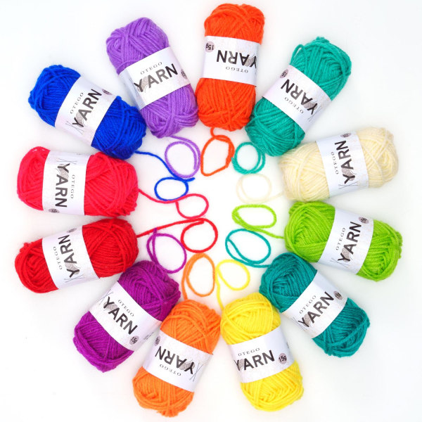 12st Acrylic Knitting & Crochet Yarn Spools (26 m/rulle) multifärg