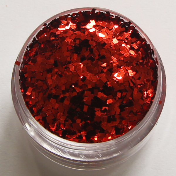 Negleglitter - Firkantet - Rød - 8ml - Glitter Red