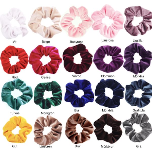Hårsnodd i sammet 10 cm elastisk, 1-pack (valfri färg) Grafitblå