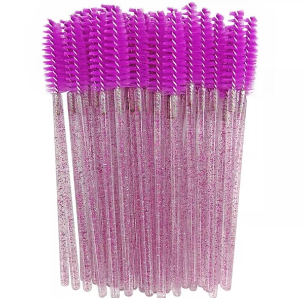 Ögonfransborstar 10-pack 10 cm med vikbart borsthuvud för extensions Lila