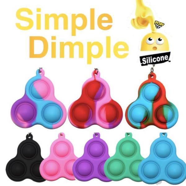 Pop it fidget nyckelring i silikon 7,5x7 cm 1-pack Black 3-Bubblor - Svart
