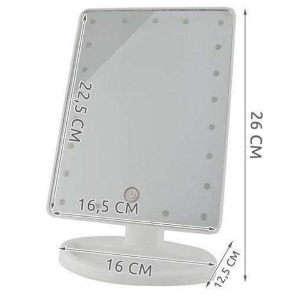 Makeup spejl med LED lys - Justerbart - White