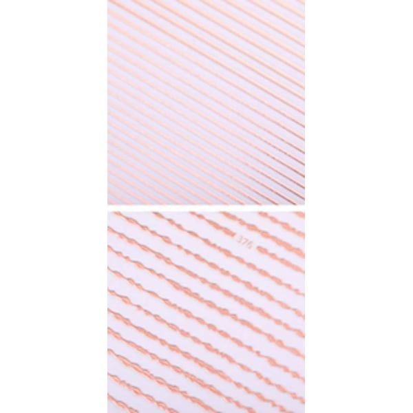 2 stk Nagelstickers striper neglepynt - Rosé sølvgull Silver