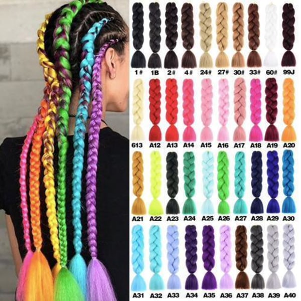 Jumbo braids, Ombre braids , Rasta flätor  - 30 färger LimeGreen Enfärgad - #A22