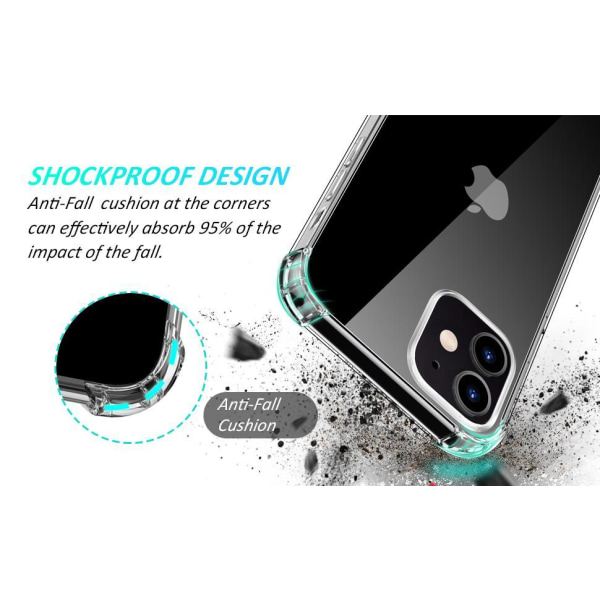 2st iPhone 12 / 12 Pro Silikon Shockproof Skal extra stöt tåligt Transparent