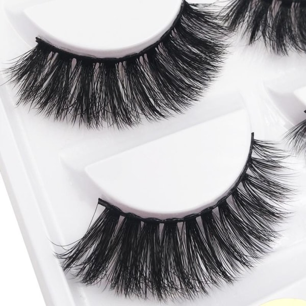 5-par lösögonfransar - 3D faux mink - G807 - False eyelashes Svart