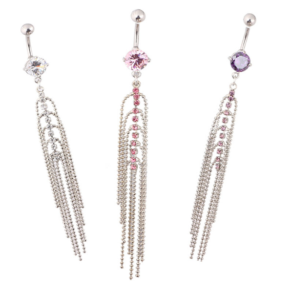 Navlepiercing sølv diamant strass Transparent