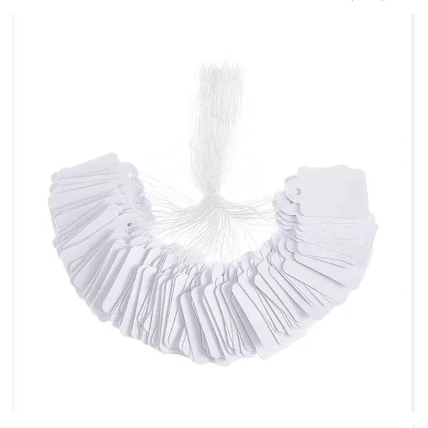 Papiretiketter med 100 pakker / prislapper med streng - perfekt for alle dine behov White 3,5 x 2,2cm