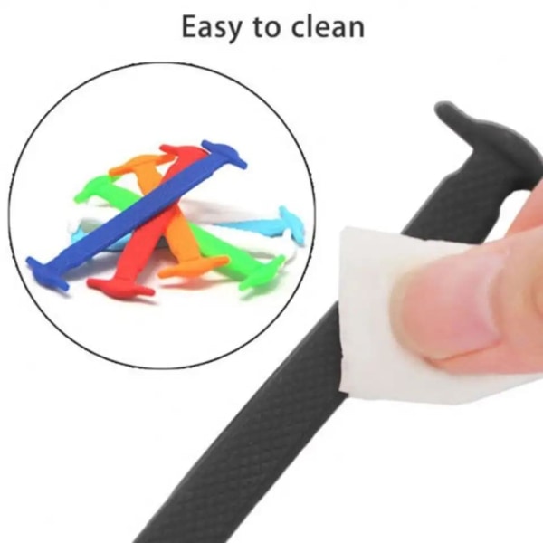 Slipsfri elastiske snørebånd i silikone - One size - Multicolor