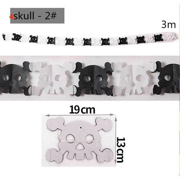 Halloween - Dekorasjoner - Garland - Gresskar, spøkelser - 3m MultiColor Nr - 08