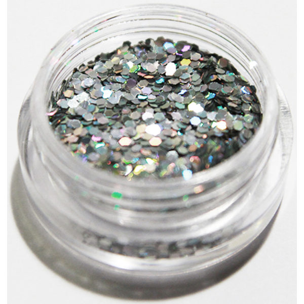 Negleglitter - Hexagon - Sølv - 8ml - Glitter Silver