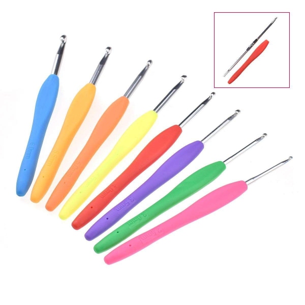 8 stk Heklepinner med plasthåndtak - Strikkesett Multicolor