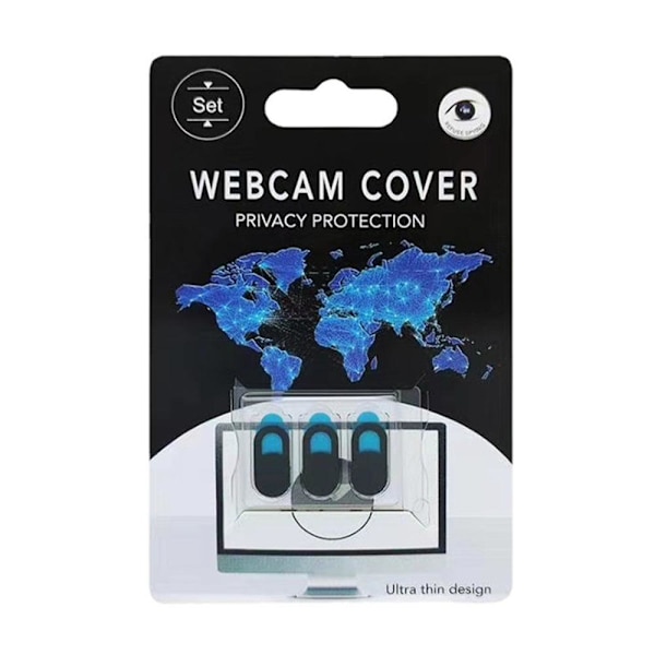 3-Pack Skydd för webbkamera - Webcam cover - Spionskydd Svart one size