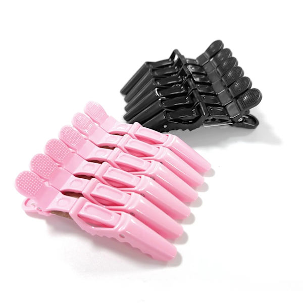 6st hårklämmor Crocodile Clip frisörklämmor Svart