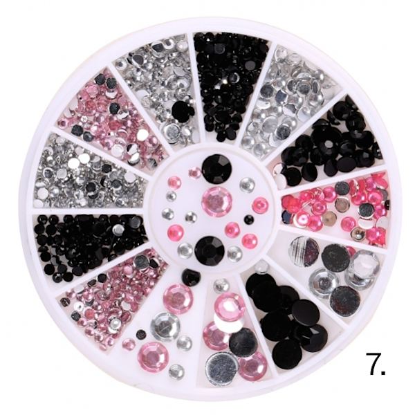 Rhinestone pyörä MultiColor 8. Rhinestone svarta 4 storlekar