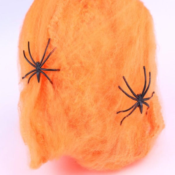 Halloween - Spindelväv / Spindelnät med 2 Spindlar Orange