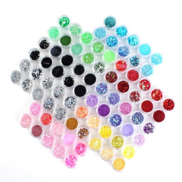 80 krukker med negleglitter neglepynt glitter Multicolor