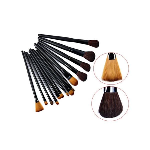 32 professionelle make-up børster lavet af ægte gedehår i et læderetui Black