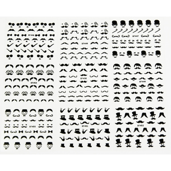 1 sheets mustache self-adhesive nail decorations