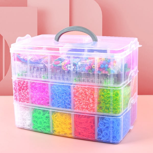 Superstort Loom Bands Kit – 28 000 delar med tillbehör, multifärg multifärg