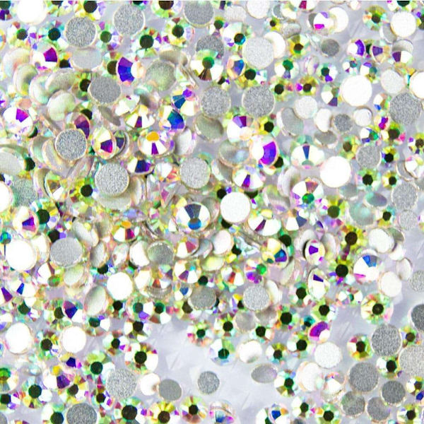 1440st Zirkon stenar - Crystal AB - Rhinestones nageldekorationer multifärg