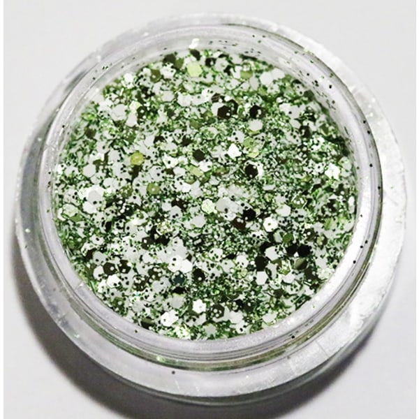 Negleglitter - Mix - Hvitgrønn - 8ml - Glitter