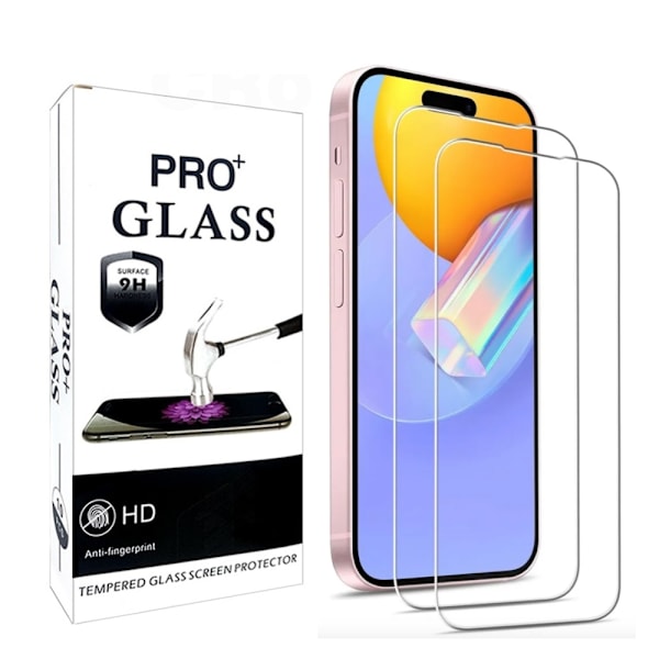 2 stk Hærdet glas iPhone 16/16 Pro/16 Pro Max - Skærmbeskyttelse Transparent iPhone 16 Pro